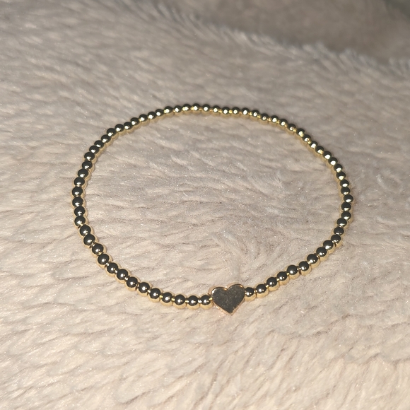 3mm Gold Beaded Bracelet with Heart - Picture 4 of 6